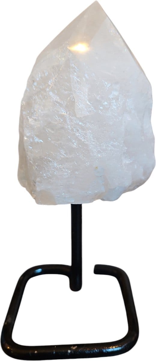 Ruwe Bergkristal op standaard met geslepen punt 11-14cm
