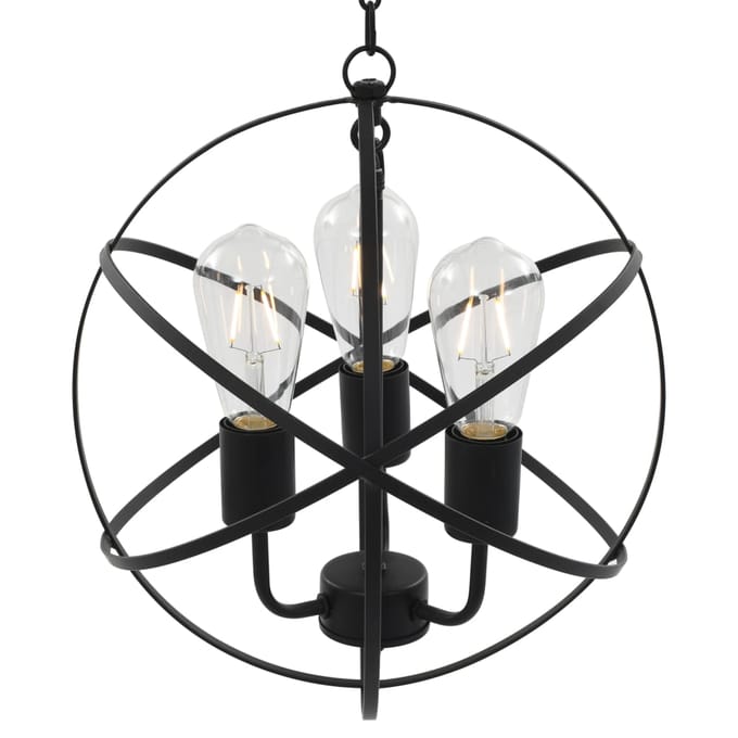 vidaXL Hanglamp rond 3xE27 zwart