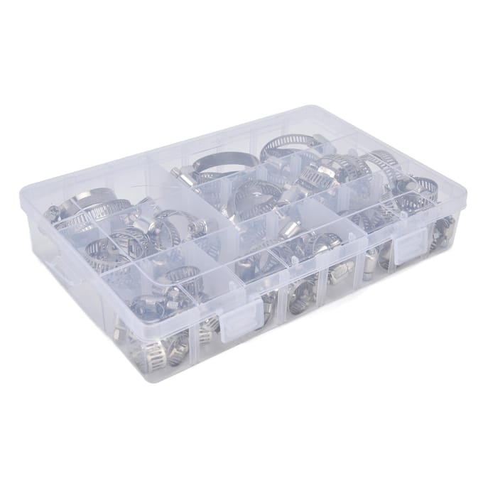 60 Pièces Collier de Serrage Acier Inoxydable Réglable Type Américain Clips de Tube Industriels Set FS090001 white