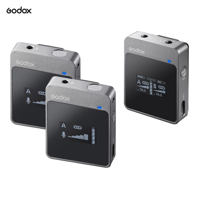 Godox MoveLink M2 2.4G draadloos microfoonsysteem(2 zenders + 1 ontvanger) Effectief bereik van 50 meter zwart