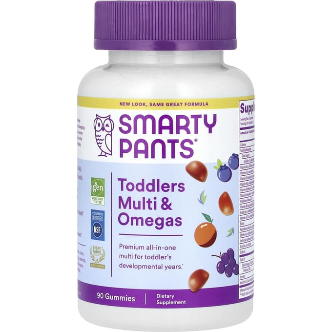 SmartyPants, lait infantile, multivitamines et oméga-3, saveurs raisin, orange, myrtille, 90 gommes