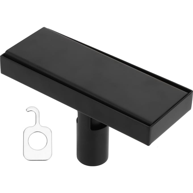 20cm Verborgen Vloerafvoer 304 Roestvrij Staal Douchevloerafvoer met Tegelinzet Verwijderbaar Deksel black