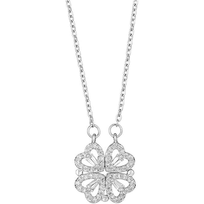 Collier - Amour - Trèfle À Quatre Feuilles - Plaqué Or - Acier Inoxydable - Doré white