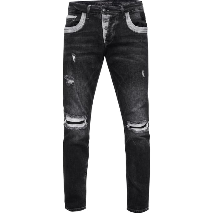 Jeansbroek "YOKOTE" rechte pasvorm stone-washed