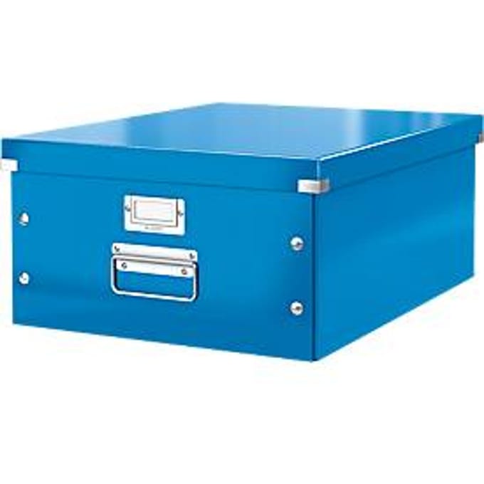 Leitz WOW Click & Store Grote Opbergdoos - 85% Gerecycled Karton - Voor A3 Formaten - 36.9 x 48.2 cm (BxD) - Blauw
