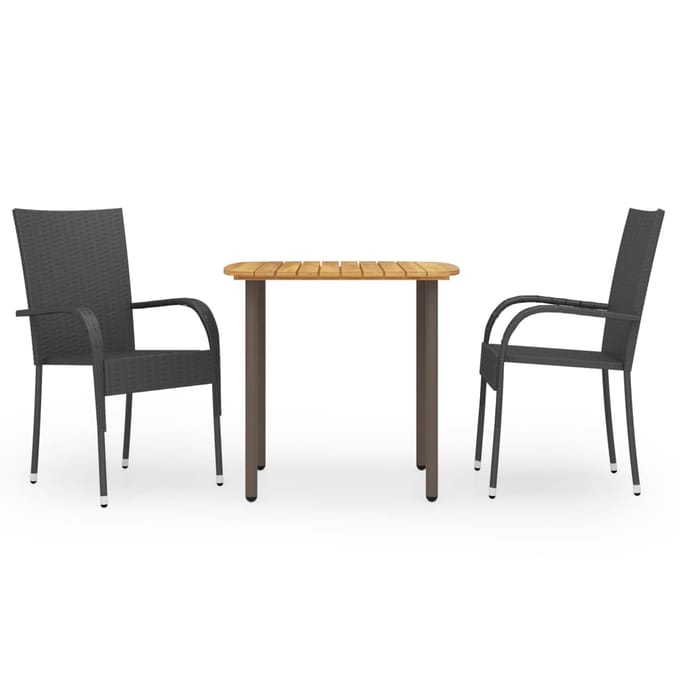 vidaXL - 3-delige - Tuinset - poly - rattan - zwart