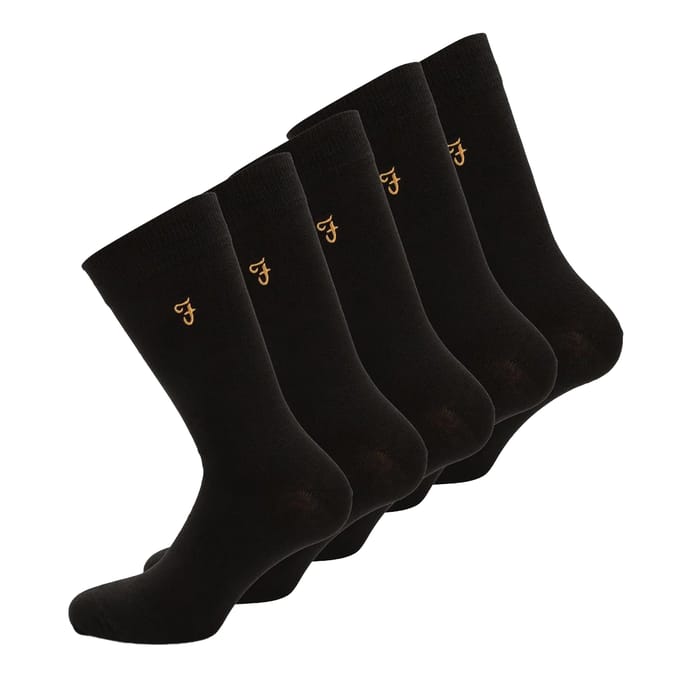 Farah Heren Kinley Dress Socks (Set van 5) (Zwart)
