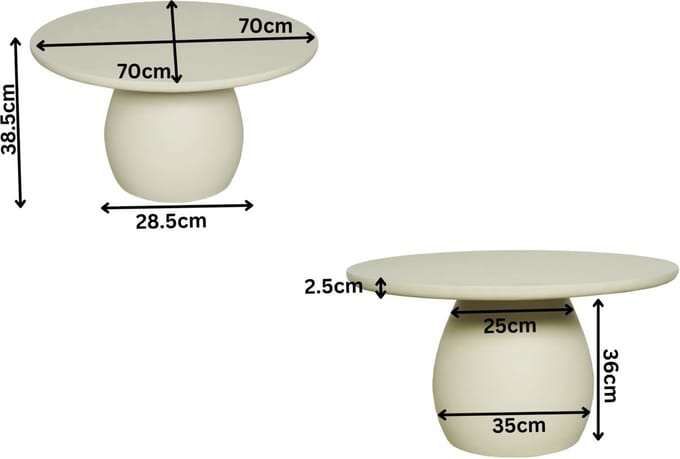 Starfurn - Salontafel Mosi - Wit - 70x70x38 cm