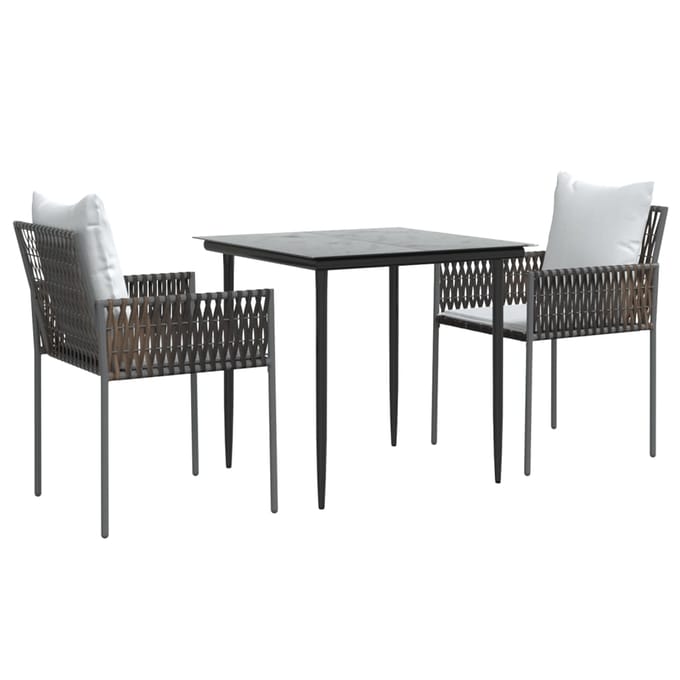 vidaXL - 3-delige - Tuinset - met - kussens - poly - rattan - en - staal