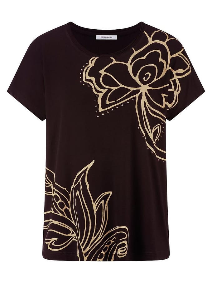 T-shirt ronde hals Van Peter Hahn zwart