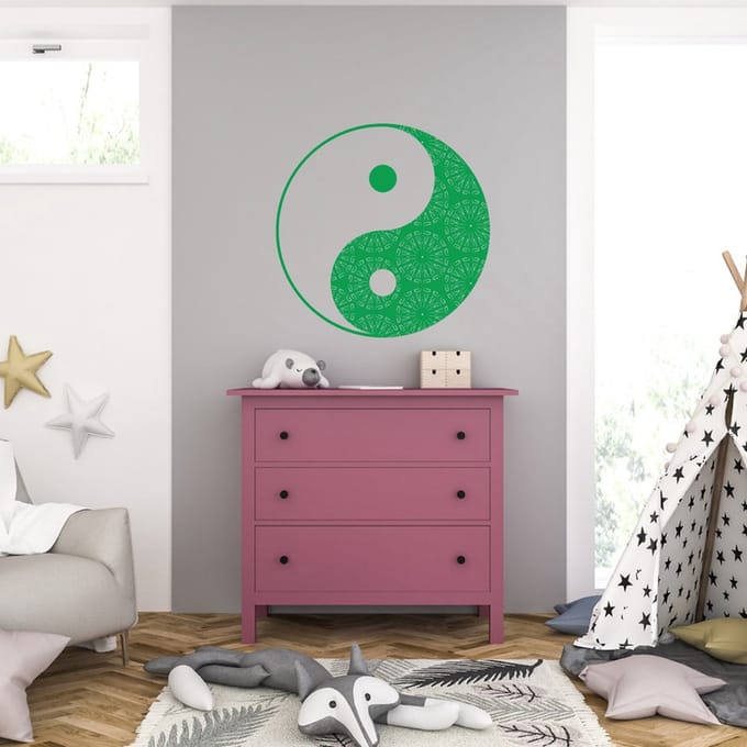 Muursticker - Yin Yang - 58 x 58 - Groen