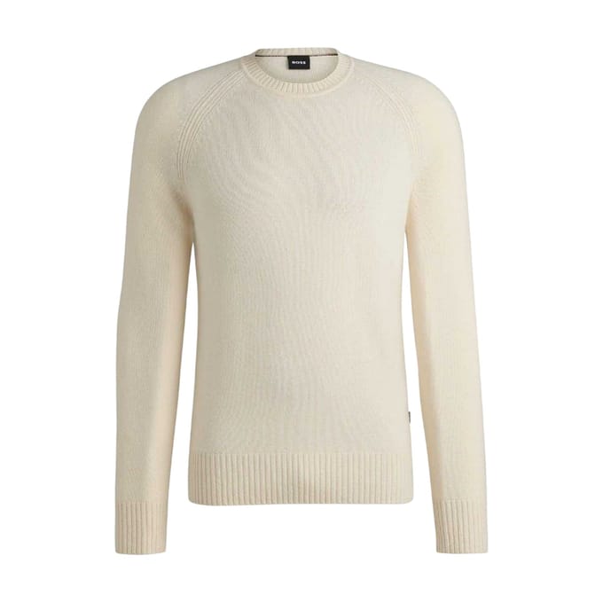 Boss Heren Emalvo Gebreide Raglan Trui (Wit)