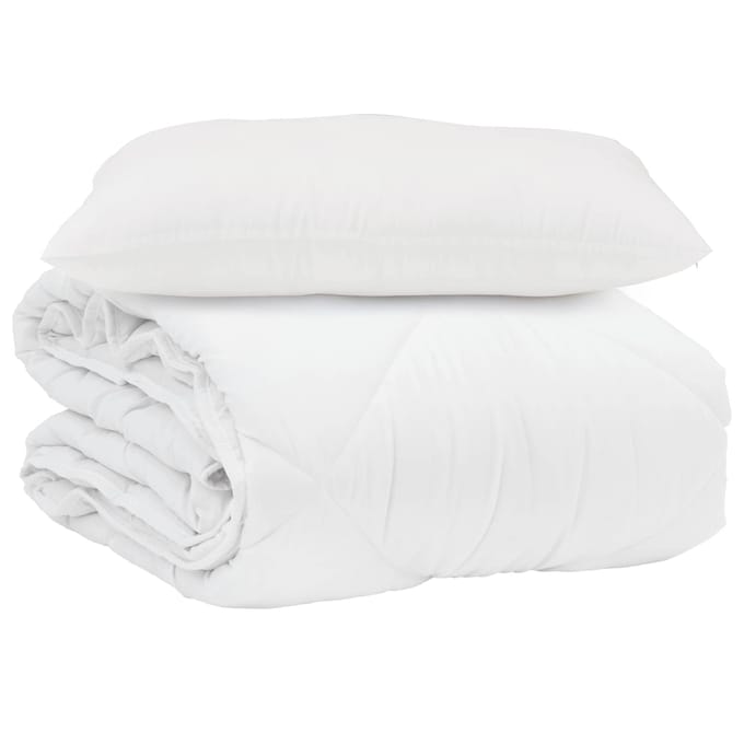 vidaXL - Zomer - Deken - met - kussen - 2 - st - Wit - Microvezel