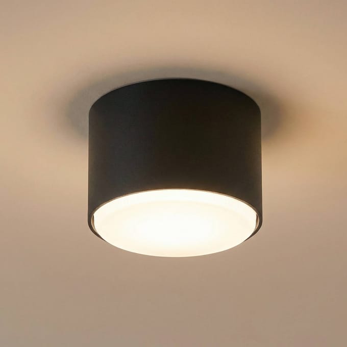 SIGMA Plafondlamp Tubo S, zwart, staal, Ø 8 cm, GX53
