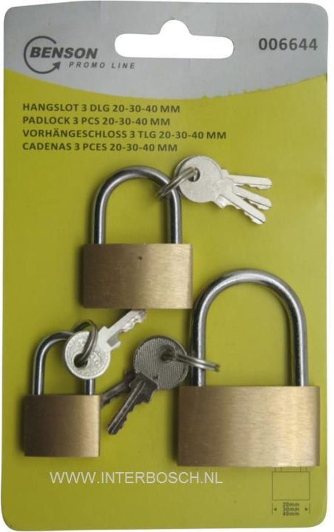 Benson Hangslot 3-delig 20-30-40 mm