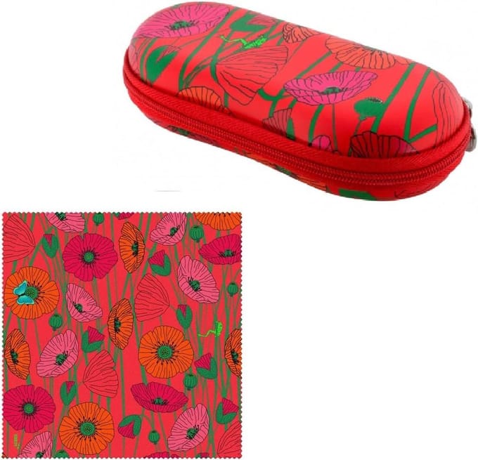 Eyeglass Box Poppies Red - Matching Microfiber Fabrics - Red One Size