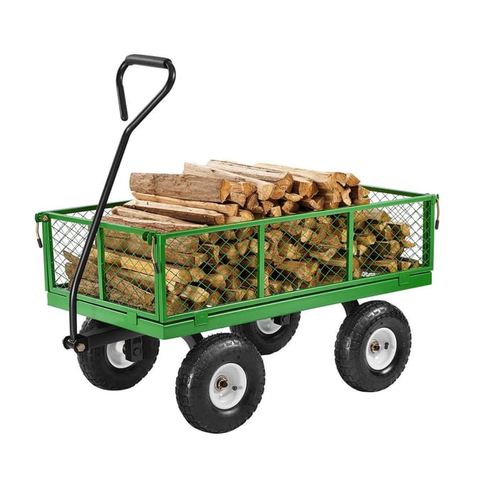 Stalen Tuinwagen 900lbs Capaciteit Heavy Duty Wagon Kar 10 inch Banden