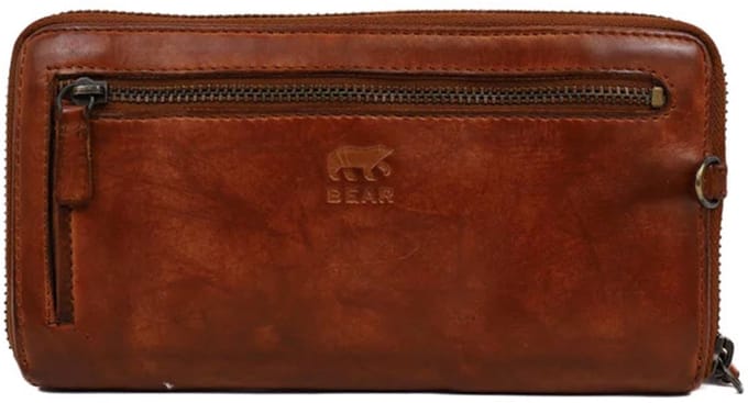 Bear Design Isa Portemonnee CL14851 - Cognac – Afneembaar polsbandje – Van leer – Dames, lederwaren en portemonnees