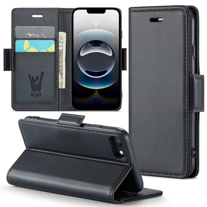 Hoesje geschikt voor iPhone 16e - HyperCase Book Cover Kunstleer Zwart