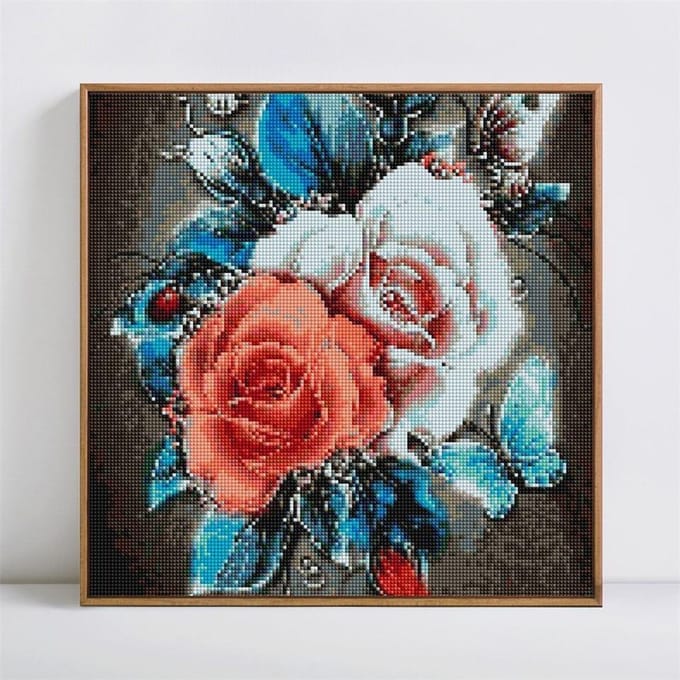 Peinture diamant 5D à faire soi-même, broderie de fleurs, point de croix, affichage complet 30x30CM gray