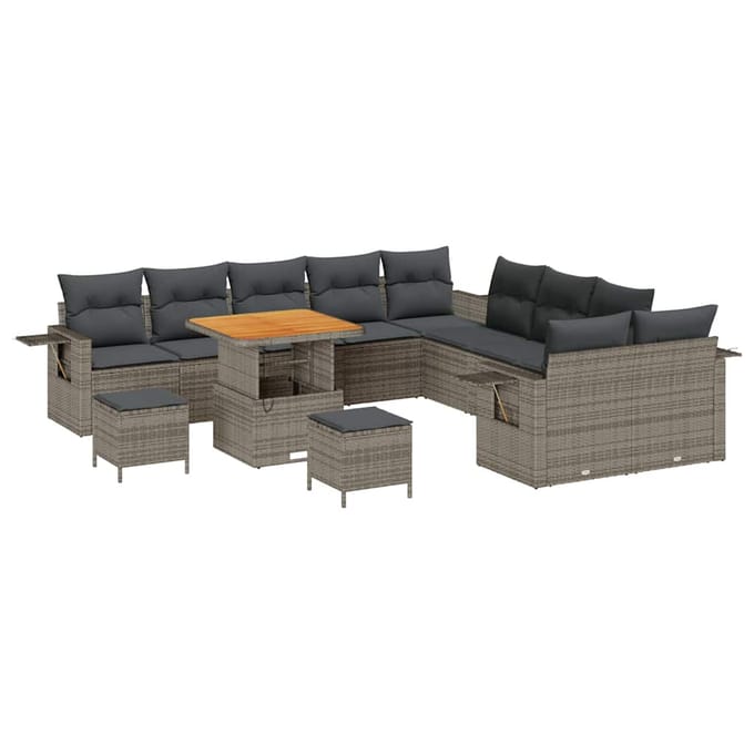 vidaXL - Tuinbank - Set - 13 - st - Grijs - poly - rattan
