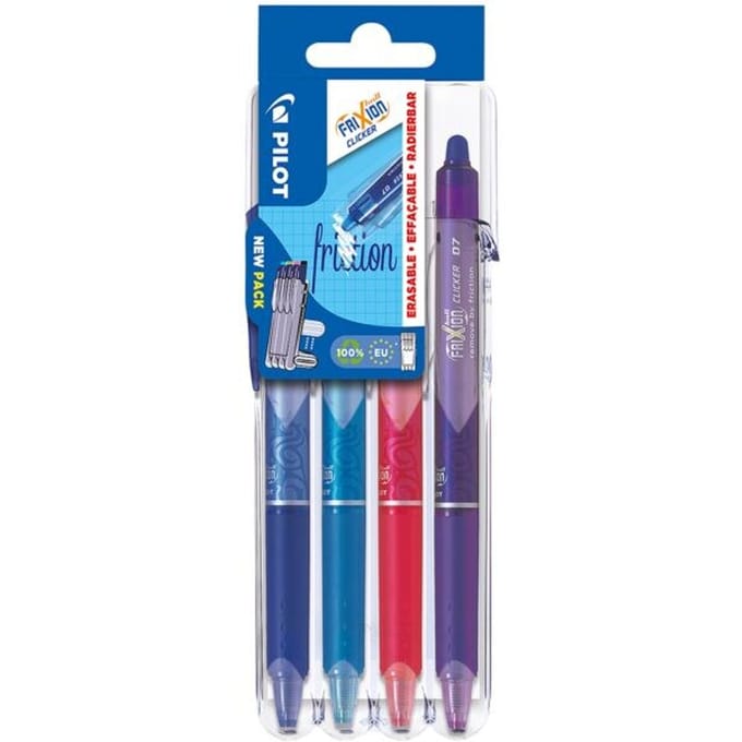 Pilot intrekbare roller FriXion Ball Clicker 2 Go | medium punt | 0 | 7 mm | blister met 4 stuks
