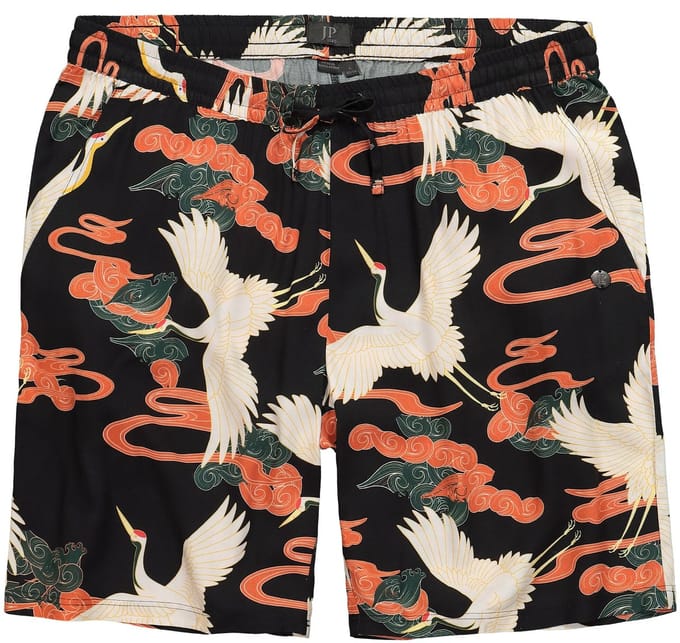 JP 1880 - Heren - Bermuda viscose all-over print relaxed fit - Zwart - Maat XL