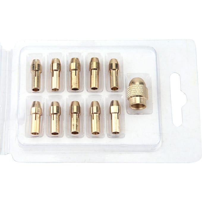 11 stuks 4-klauw Koperen Boorkop Spantang Set voor Mini Elektrische Slijpmachine Roteer Gereedschap 0.53.2mm