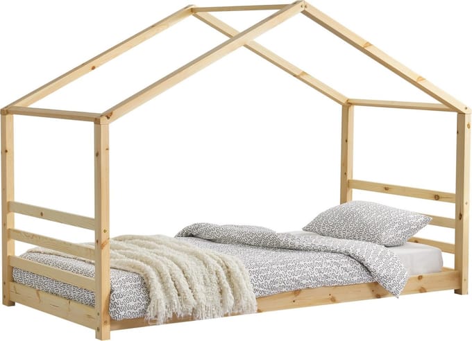 Kinderbed houten bed huisbed met bedbodem 90x200 hout