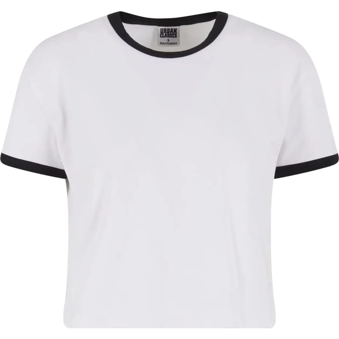 Urban Classics Contrast Retro Dames T-shirt - wit/zwart - S
