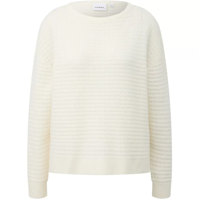 Dames ronde hals sweater in gemengde katoen met afhangende schouders COMMA
