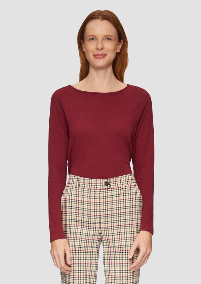 T-shirt met lange mouwen met slubtextuur en raglanmouwen dames s.Oliver