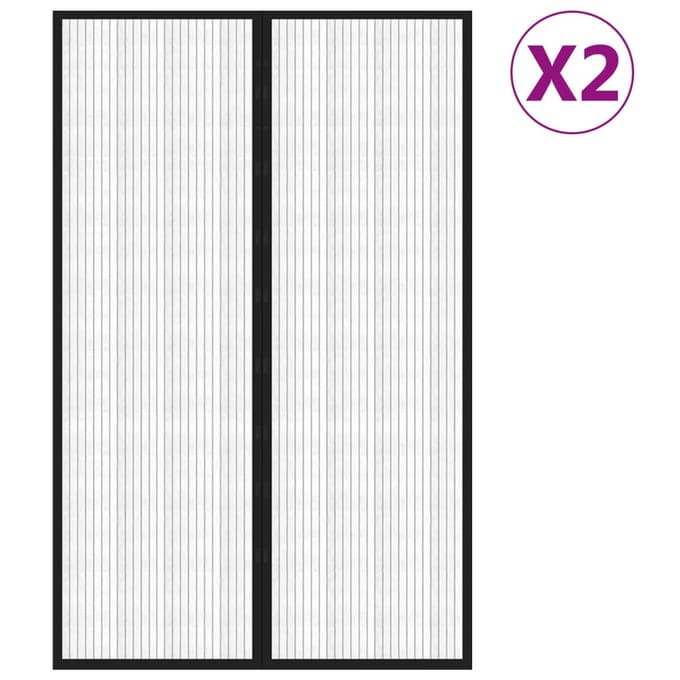 vidaXL - Insectendeurgordijnen - 2 - st - magnetisch - 220x130 - cm - zwart