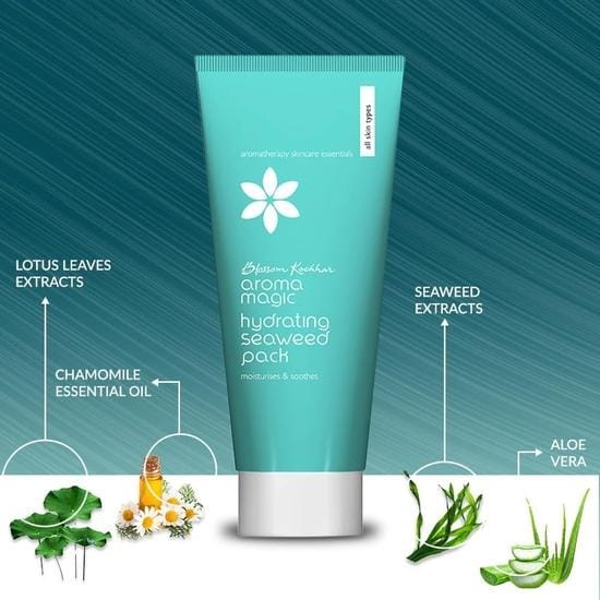 Aroma Magic Hydrating Seaweed Multi-use Face Pack| with lotus leaf, Vitamin C & E | For Instant Hydration| | Detoxify, Oxygenate|100gm Pack of 1 blue