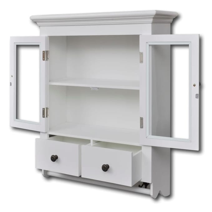 vidaXL - Keukenbovenkast - met - glazen - deur - hout - wit