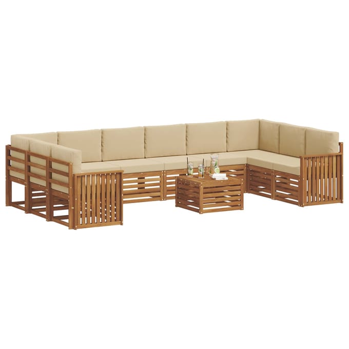 vidaXL - Buiten - bank - set - 11 - st - Natuurlijk - en - Beige