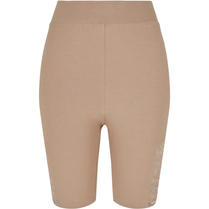 Urban Classics - High Waist Lace Inset Korte cycle broek - M - Creme
