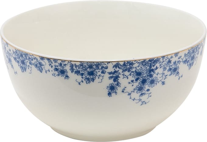 Clayre & Eef Soepkom 500 ml Blauw Porselein Bloemen