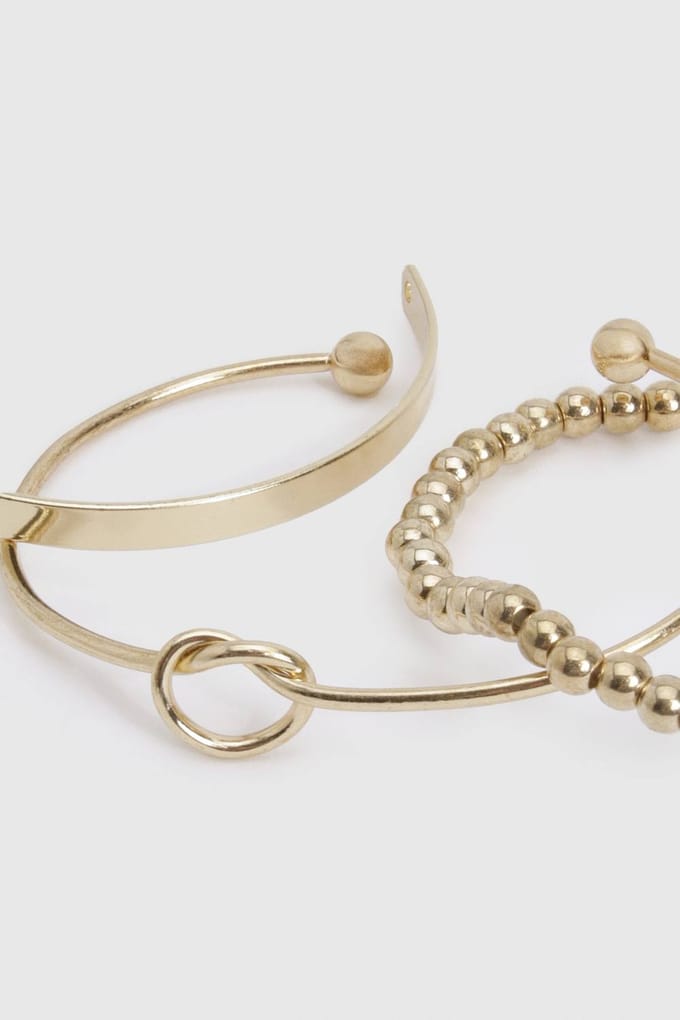 boohoo Dames Knoop Bangle Armband 3-delige set | Goud