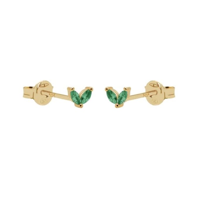 Karma Oorknoppen Double Leaves Tiny Smaragd Groen Goud