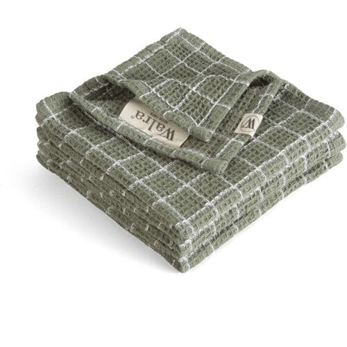 Walra Vaatdoek Katoen - Dry with Cubes - 3x 30x30 - Legergroen