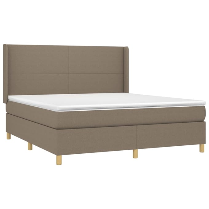 vidaXL - Boxspring - met - matras - stof - taupe - 180x200 - cm