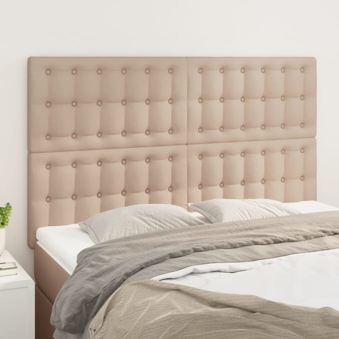 vidaXL - Hoofdbord - cappuccino - 144x5x118/128 - cm - Kunstleer