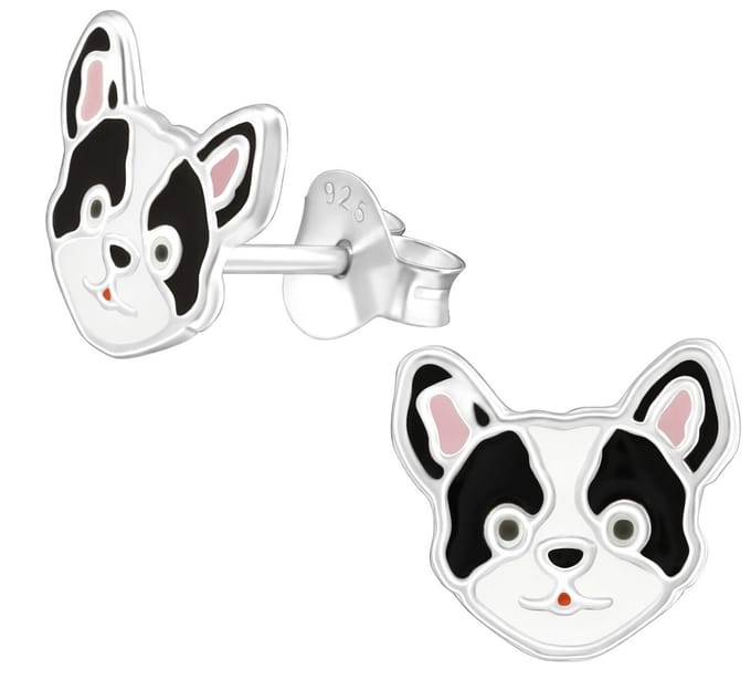 Joy|S - Zilveren hond oorbellen - 9 x 8 mm