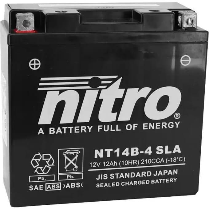 Nitro Accu Nitro YT14B-4 Gel 12V 12AH onderhoudsvrij