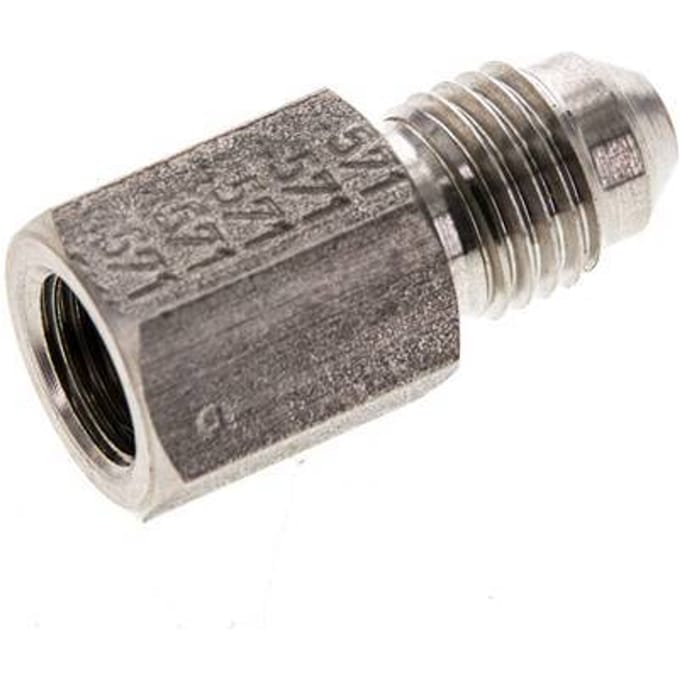 JIC Verloopnippel G1/8'' Binnendraad X UNF 7/16''-20 Buitendraad RVS 310bar