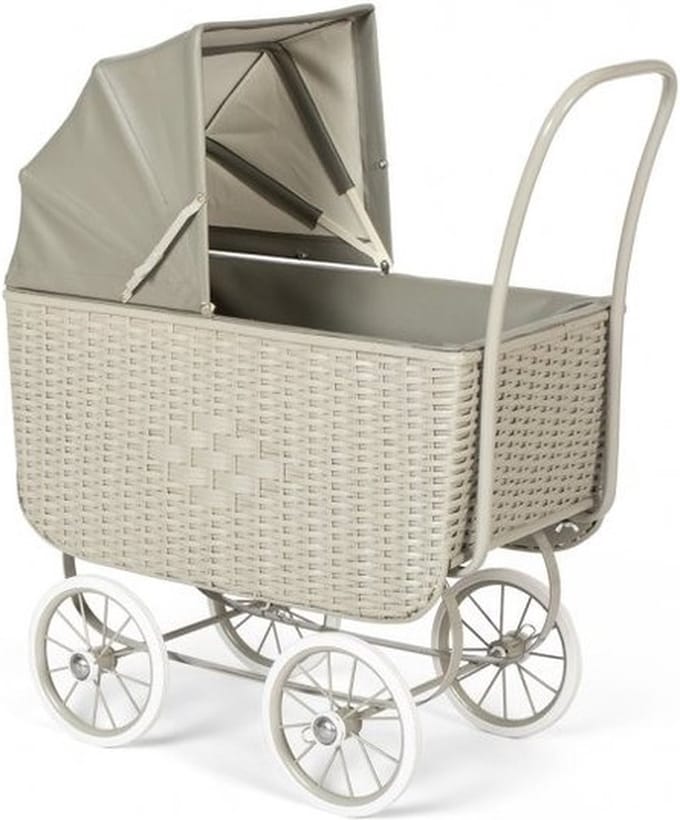 ByASTRUP Poppenwagen Retro Rotan grijs