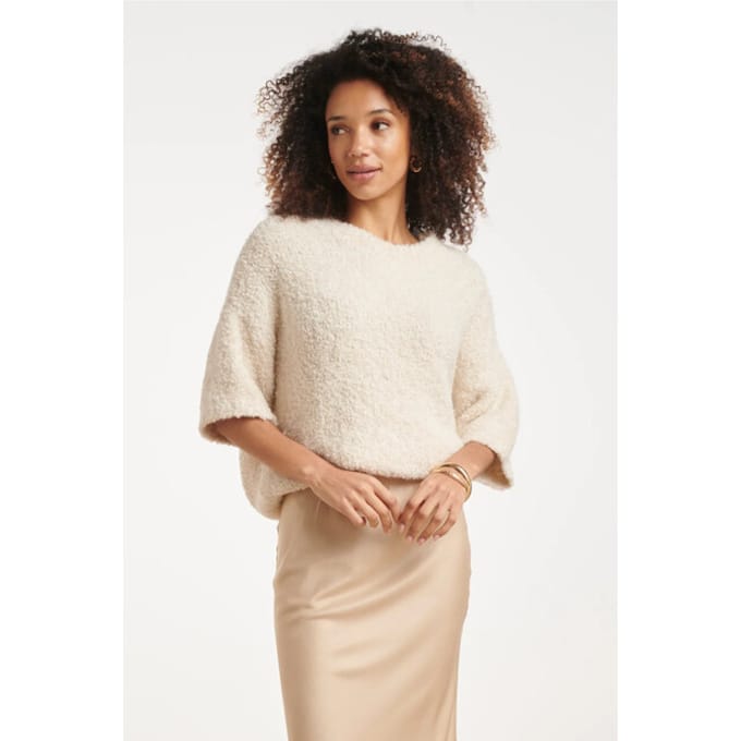 Smashed Lemon Crèmekleurige fuzzy boucle top |
