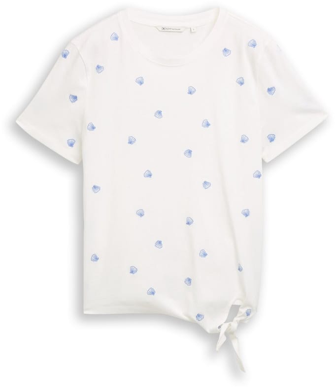 Tom Tailor Denim - T-shirt met borduursels - Maat L - off white shell embroidery