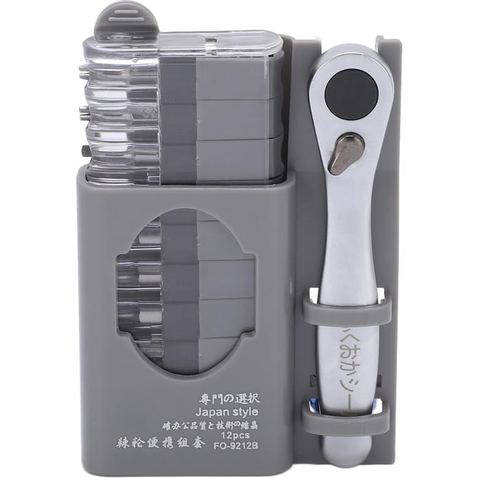 12-delige set FO‑9212B Ratelsleutelset Mini Duurzaam Draagbaar Industrieel Ratelschroevendraaier gray
